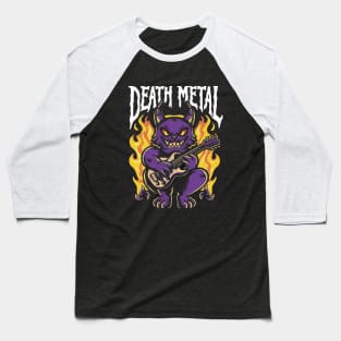 Death Metal Satanic Baphomet Cat Baseball T-Shirt